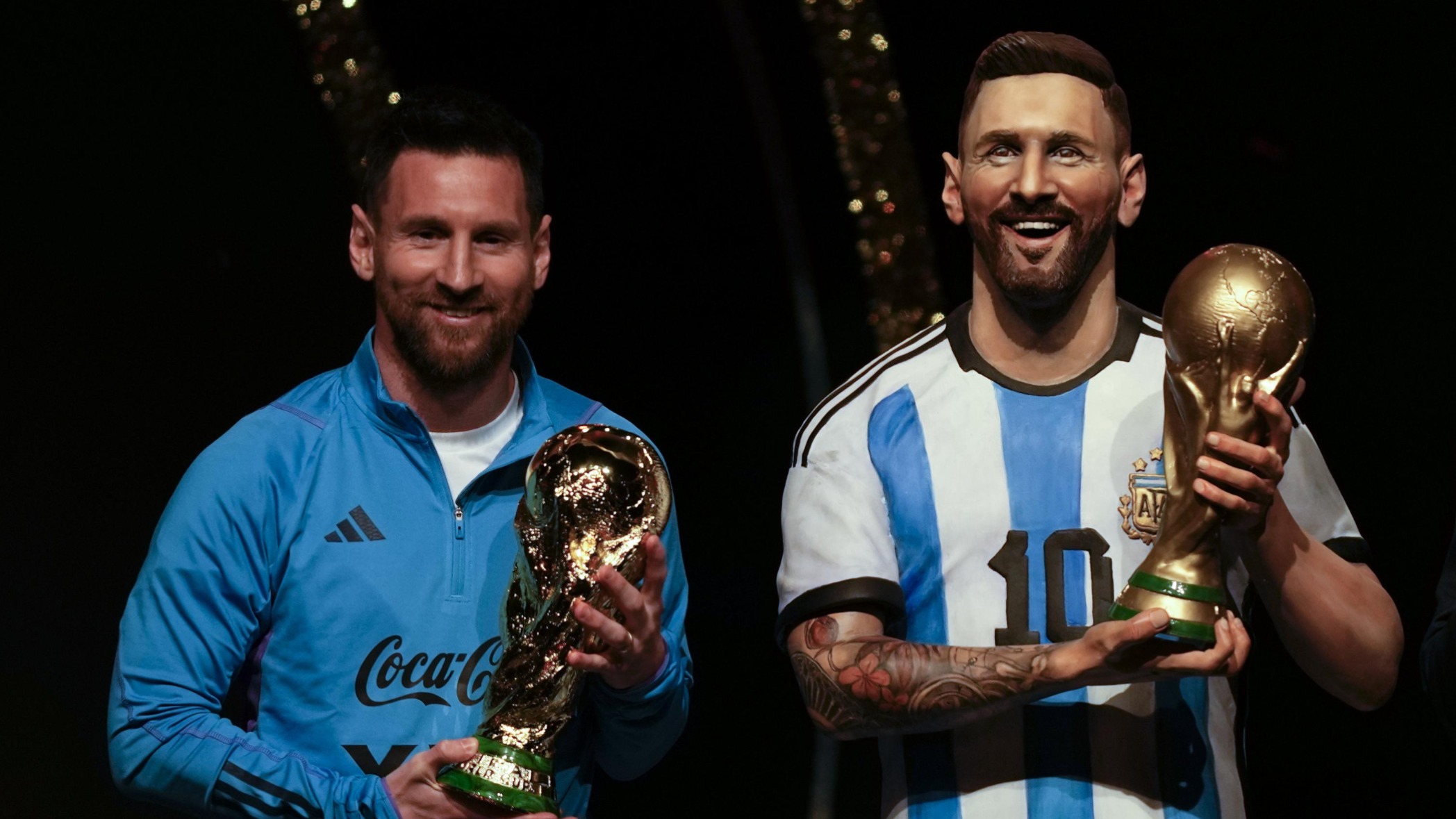 Lionel Messi honored with a statue at the headquarters of a South American soccer team