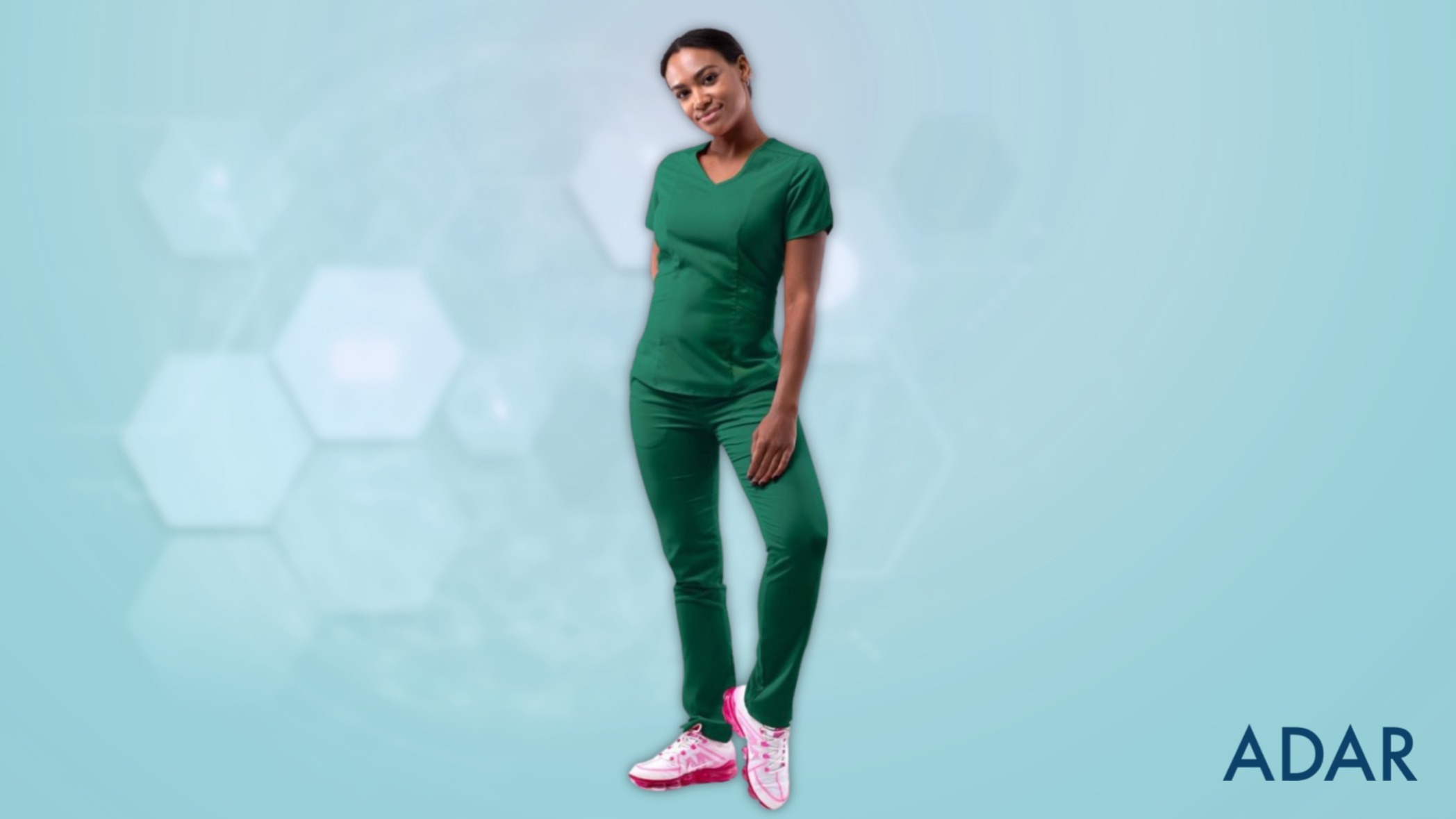 Women's Modern V-Neck Scrub Top : Adar Uniforms