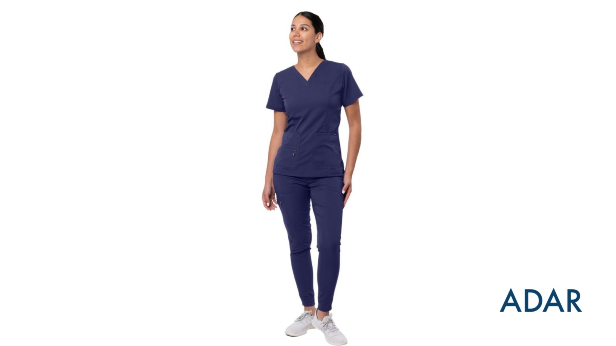 Womens Navy Blue Scrub Set for Comfortable Medical Scrubs for Doctors and Nurses : Adar Uniforms