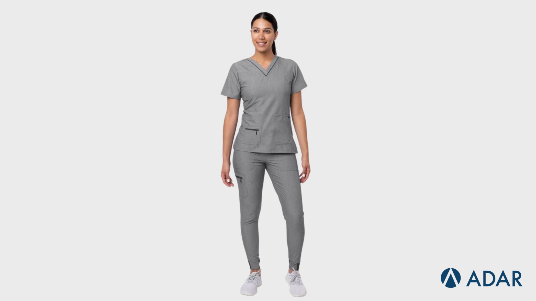 Womens Heather Grey Flawless Plus Scrub Set by Adar Uniforms
