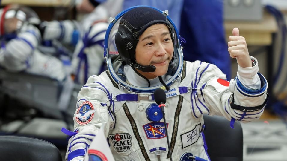 Japanese wealthy person takes off to International Space Station.